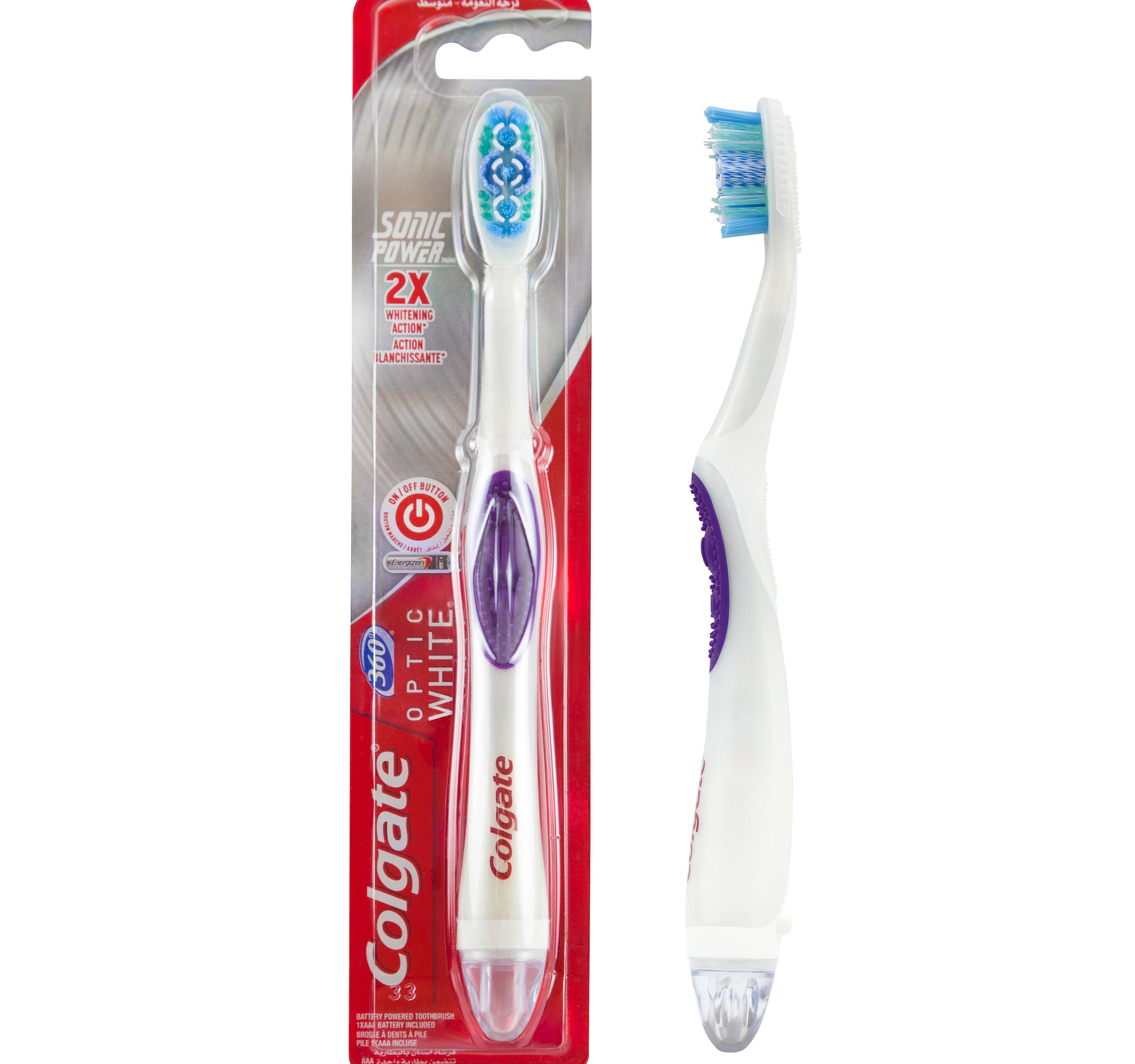 Colgate Battery Powered 360 Optic White Medium Toothbrush 1 pc – Shefs