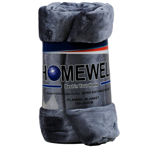 Homewell Solid Super Soft Single Flannel Blanket, 150 x 200 cm, Assorted