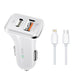 Iends Car Charger with Dual Ports (Type-C and USB)AD657, White