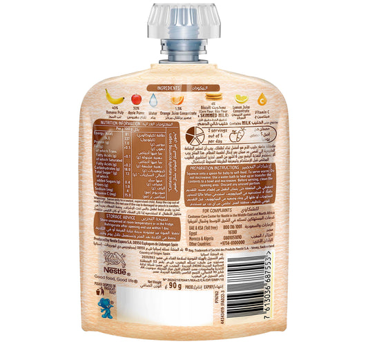 Nestle Cerelac Banana Orange Apple & Biscuit Fruits Puree Pouch Baby Food 90 g