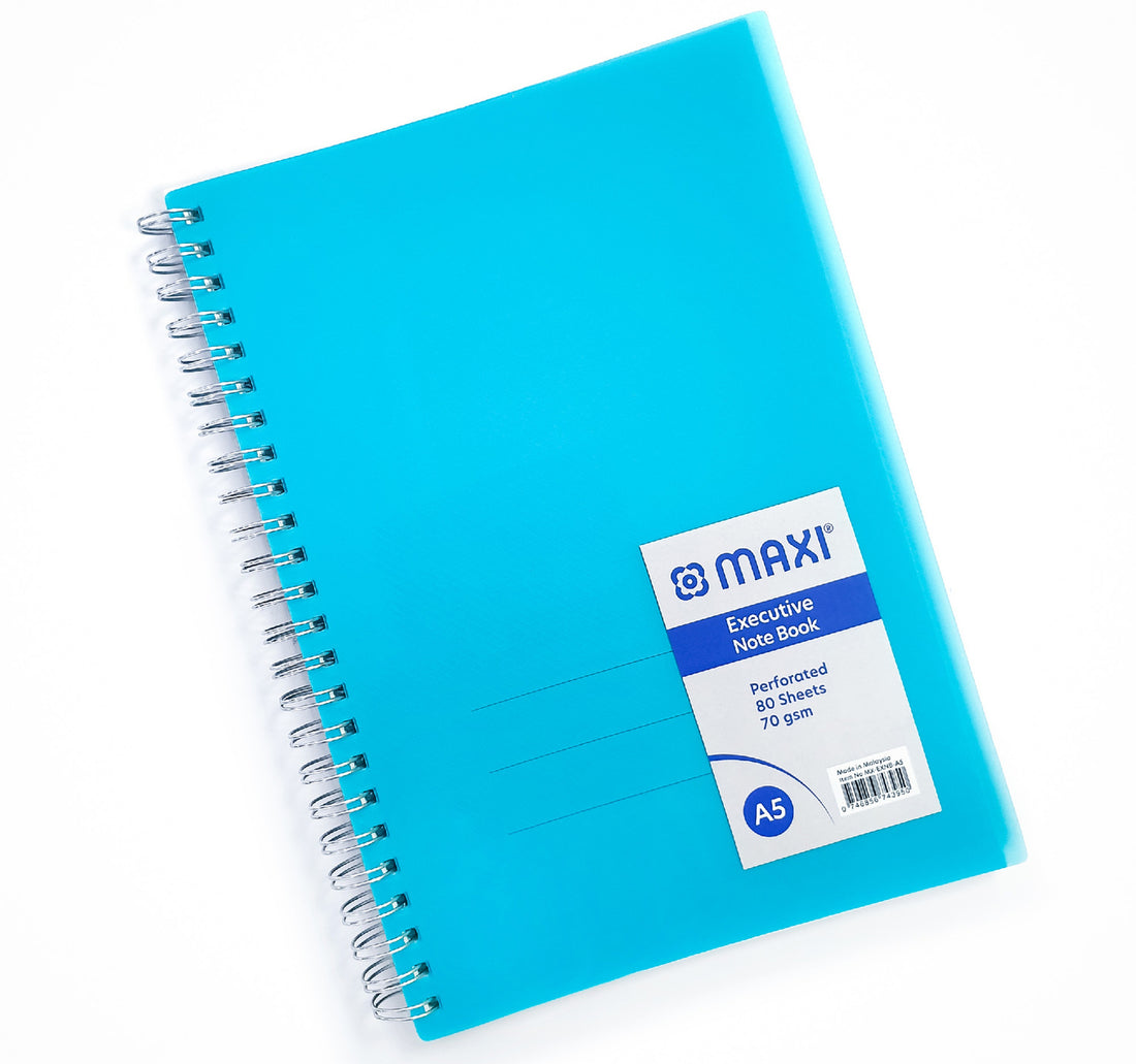 Maxi wire-o-colored polypropylene notebook, A5 Size, 80 sheets, MX-EXNB-A5