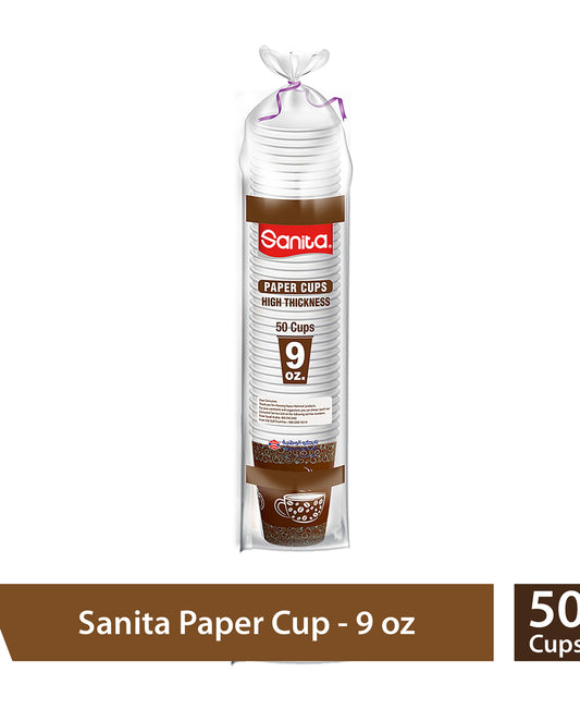 أكواب ورقية سانيتا مقاس 9 أونصة 50 قطعة