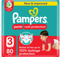 Pampers Rash Protection Pants Diapers, Size 3, 6-11kg, Giant Pack, 80 pcs