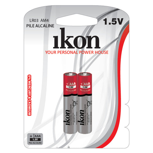 Ikon Pile Alcaline 1.5V AAA Battery, 2 pcs, IKLR03BP2