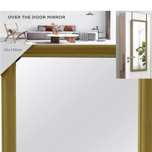 Maple Leaf Ellis Over the Door Metal Bracket Hanging Mirror 30x120cm Gold
