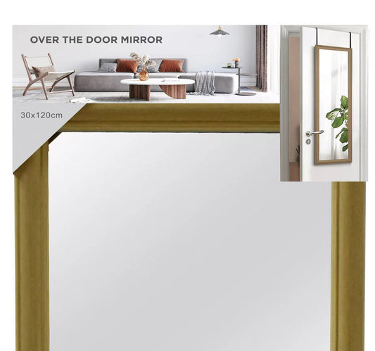 Maple Leaf Ellis Over the Door Metal Bracket Hanging Mirror 30x120cm Gold