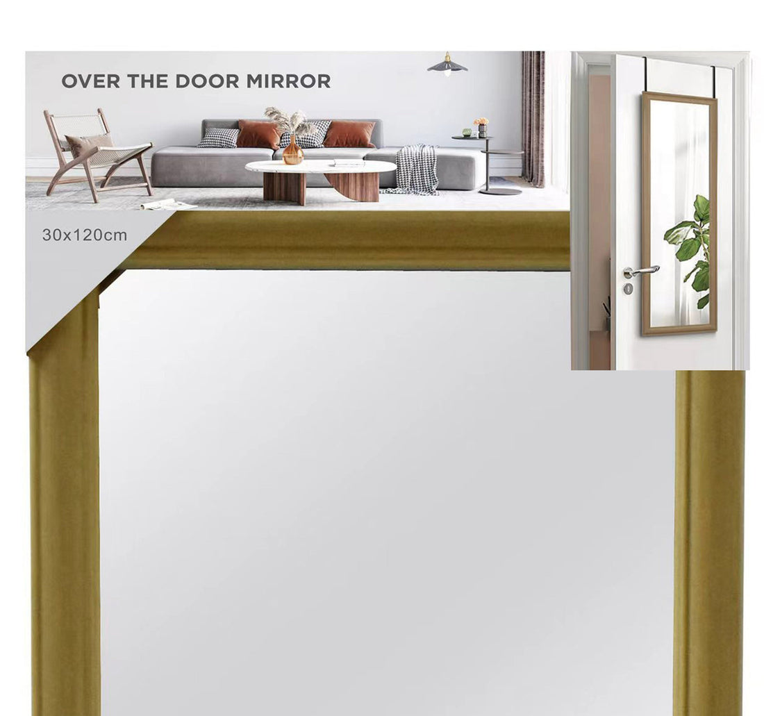 Maple Leaf Ellis Over the Door Metal Bracket Hanging Mirror 30x120cm Gold
