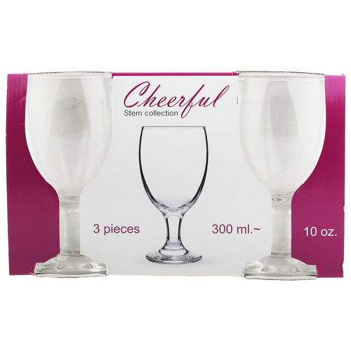 Diamond Cheerful Stem Glass, 3 Pcs, 300 ml