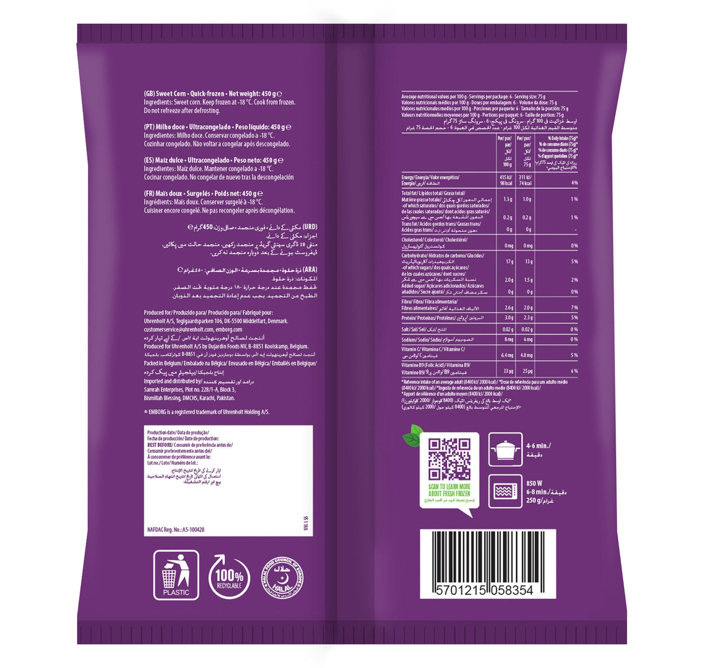 Emborg Sweet Corn 450 g