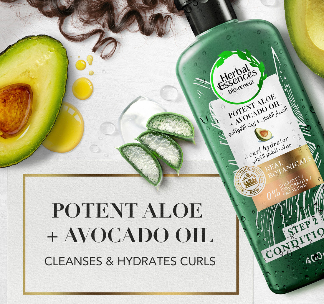 Herbal Essences Sulfate-Free Potent Aloe + Avocado Oil Hair Conditioner For Curl Hydration and Moisturizing 400 ml