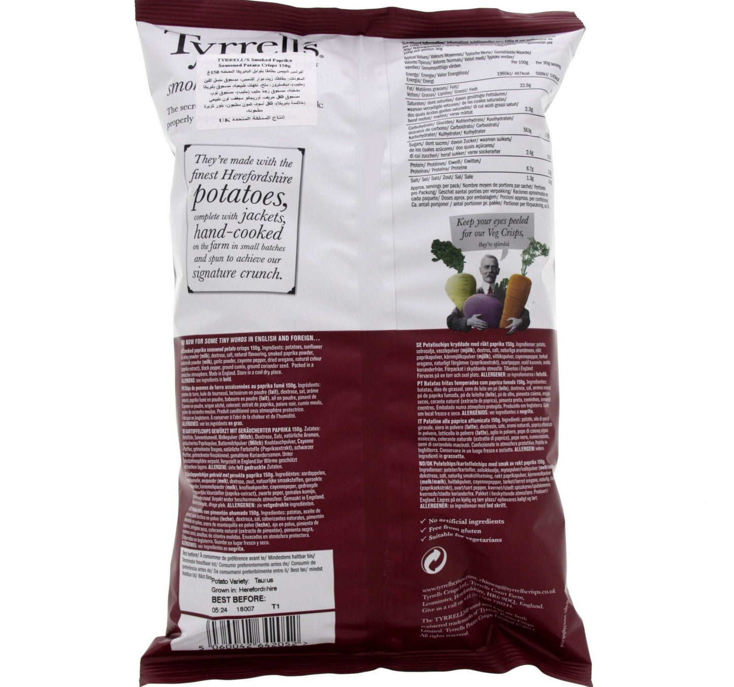 Tyrrells Smoke Paprika Hand Cooked English Crisp 150 g