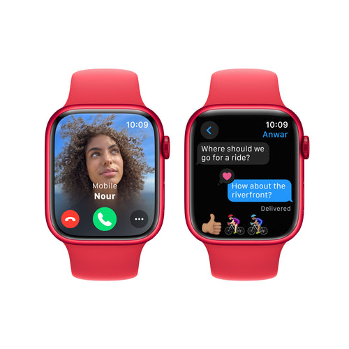 Apple Watch Series 9 GPS Smartwatch, 41 mm PRODUCTRED Aluminium Case with PRODUCTRED Sport Band, S/M, MRXG3
