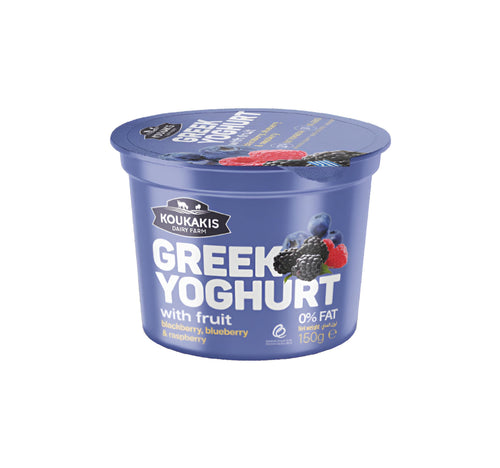 Koukakis Greek Yoghurt With Fruit Blackberry, Blueberry & Raspberry 0% Fat 150 g