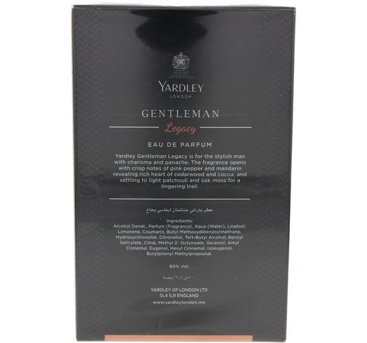 Yardley Gentleman Legacy Eau De Parfum For Men 100 ml
