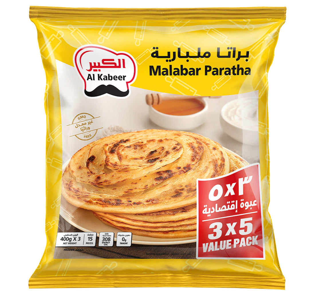 Al Kabeer Frozen Malabar Paratha Value Pack 3 x 400 g