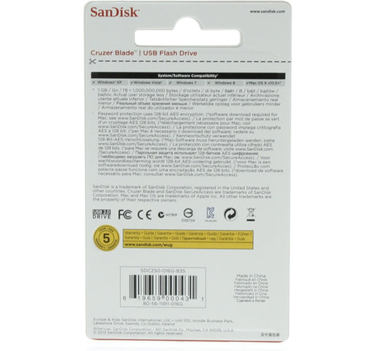 Sandisk Flash Drive Blade, 16 GB, SDCZ50