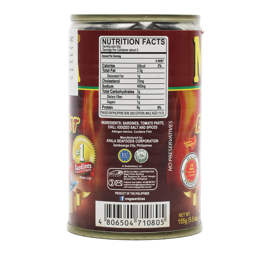 Mega Sardines In Tomato Sauce Extra Hot 155 g