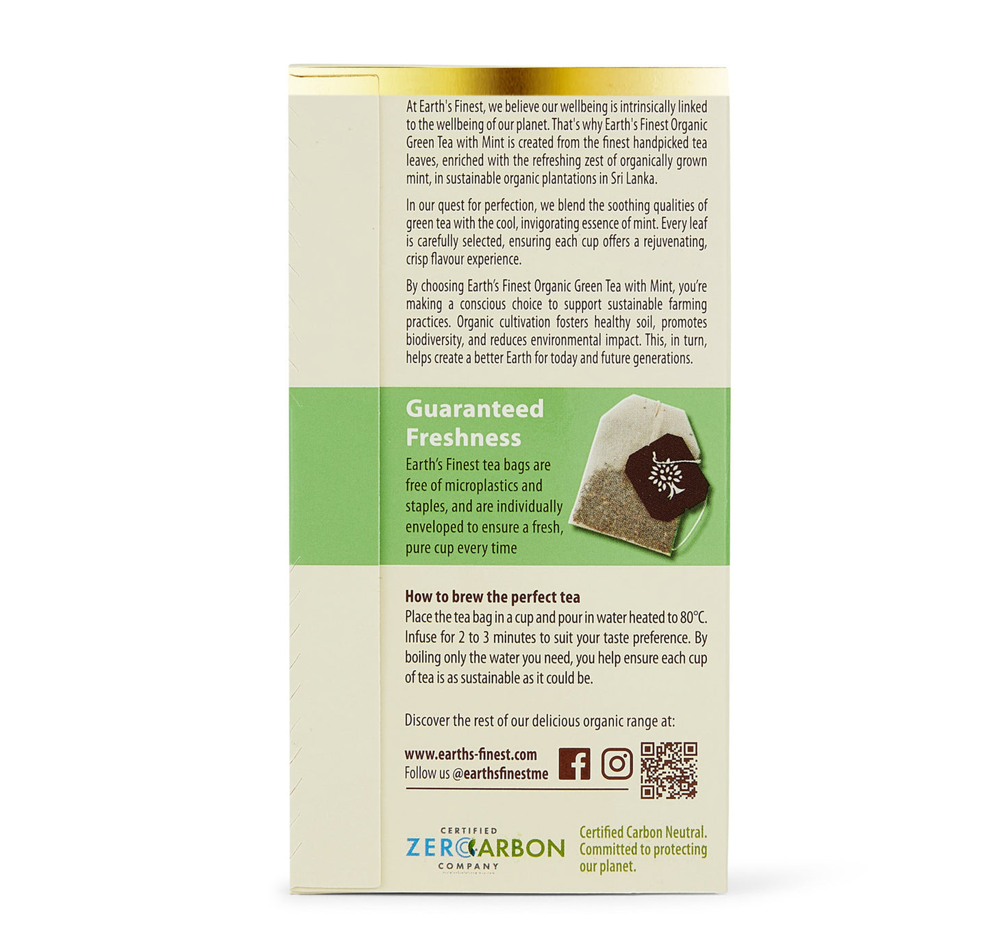 Earth's Finest Organic Green Tea with Mint 25 Teabags