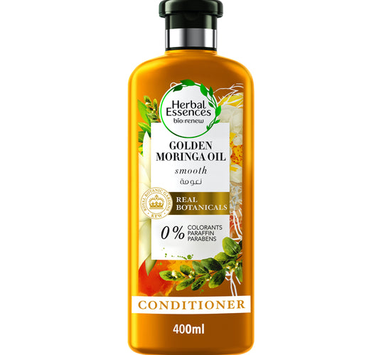 Herbal Essences Bio: بلسم رينيو سموث بزيت المورينجا الذهبي 400 مل