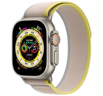 Apple Watch Ultra GPS + Cellular 49 mm Smartwatch, Titanium Case with Yellow/Beige Trail Loop (S/M), MNHK3