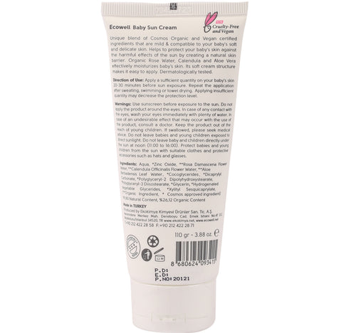 Ecowell Organic Baby Sun Cream SPF 50 110 g