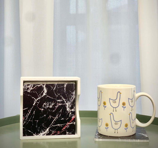 Maple Leaf 6pcs Wooden Coaster Set With Holder 12x12x4.5cm 20YX111