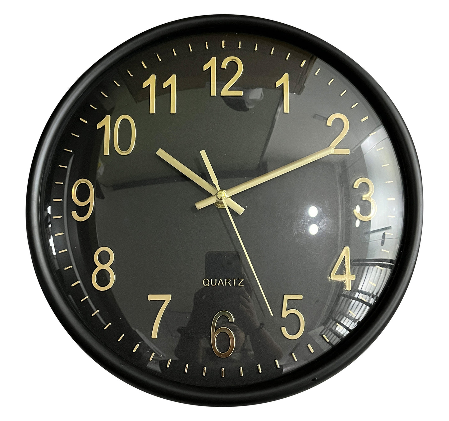 Maple Leaf Home Plastic Wall Clock with Raised up Glass, 30 cm, Black, BP-R1209