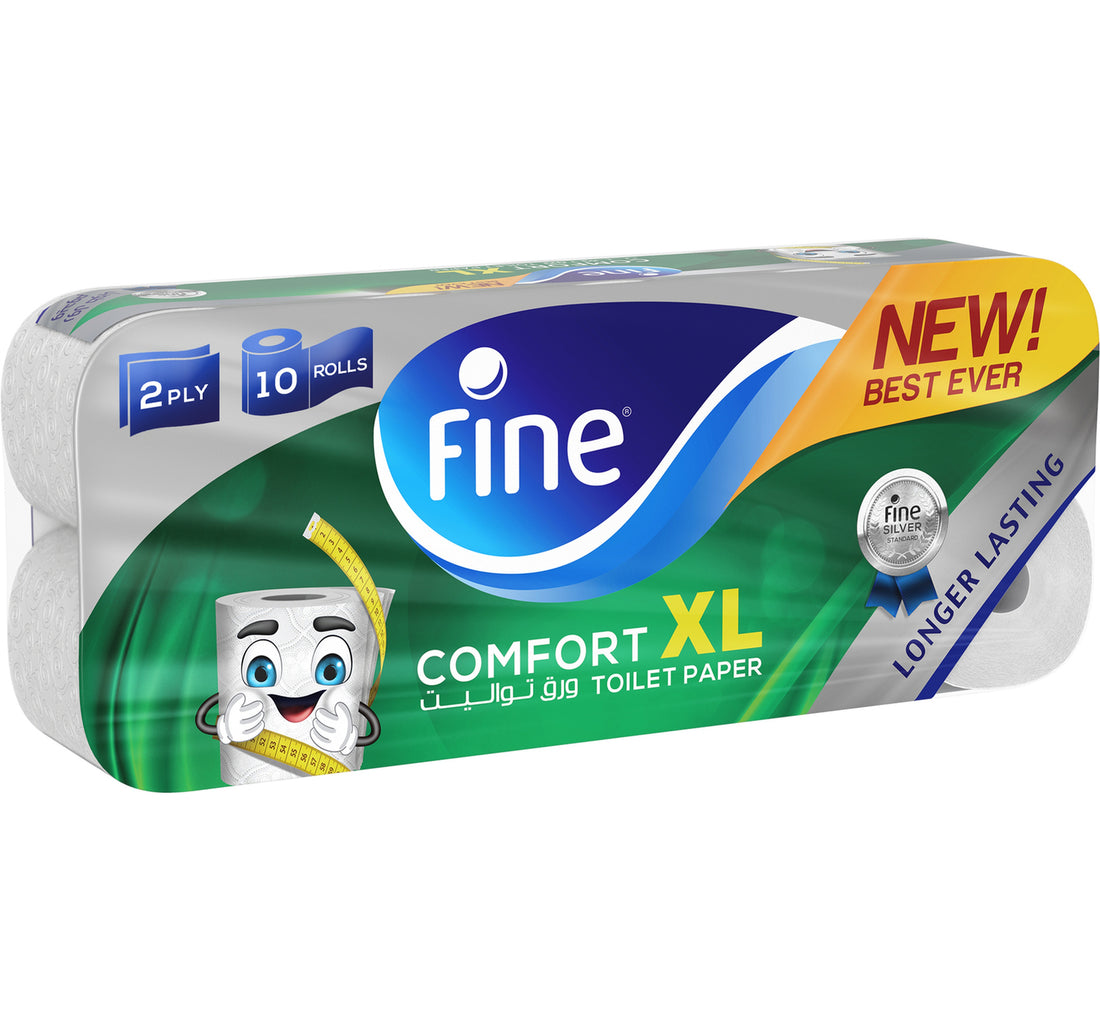 Fine Comfort XL New & Improved Flushable Toilet Paper 2ply 10 Rolls