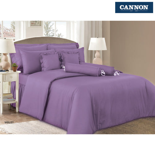 Cannon Fitted Sheet + Pillow Cover Plain Single Size 120x200cm Violet