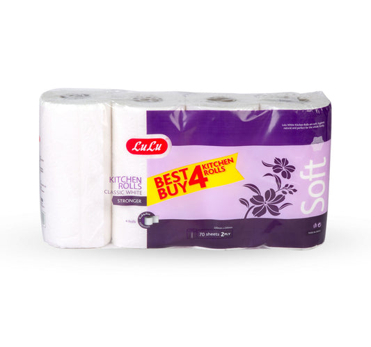 LuLu Kitchen Roll Classic White 2ply 4 x 70 Sheets