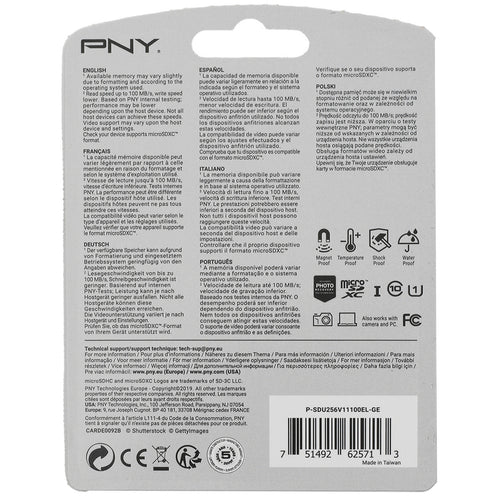 PNY Elite Micro SD Card 100MB/S 256GB