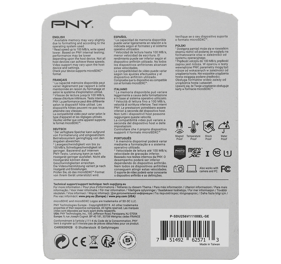 PNY Elite Micro SD Card 100MB/S 256GB