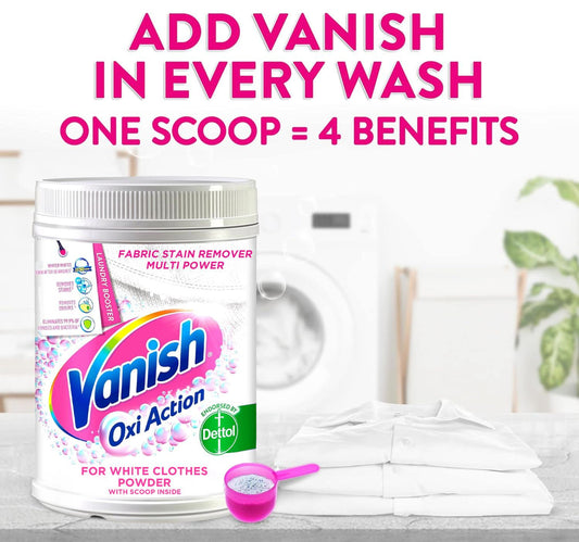 Vanish Oxi Action Stain Remover Powder White Clothes 900 g