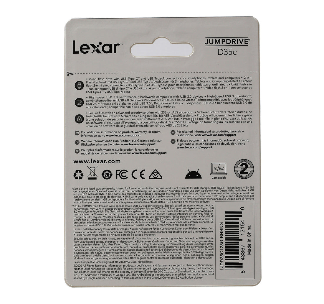 Lexar Type C Dual Drive, 128 GB, LJDD35C