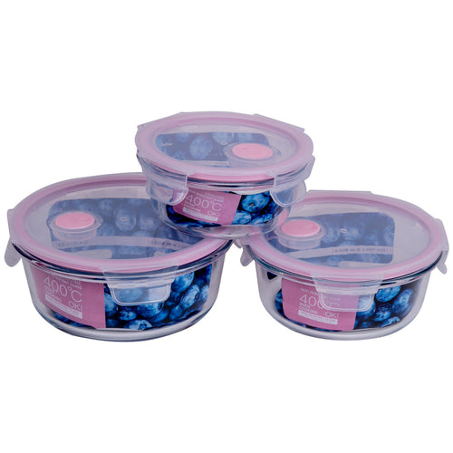 Chefline Round Glass Container, 3 pcs, LYL3MKT