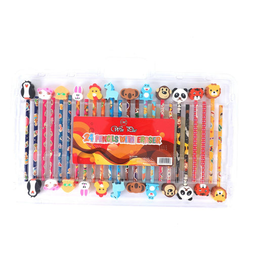 Win Plus Fancy Pencil with Eraser, 48 pcs, TTM003