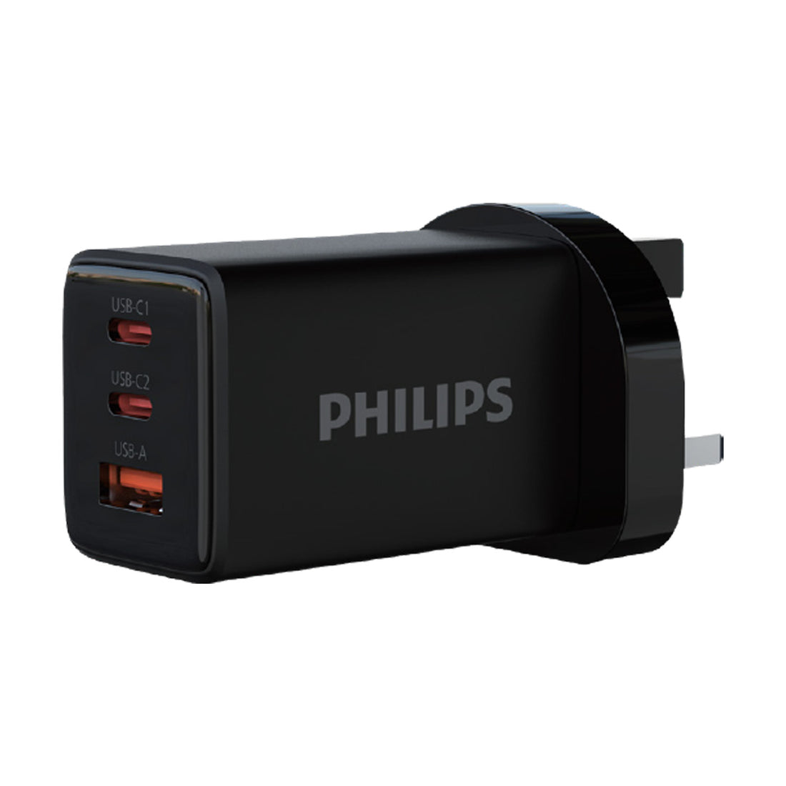 Philips Ultra Fast 3 Port USB Wall Charger, 65W, Black, DLP6333CB/68