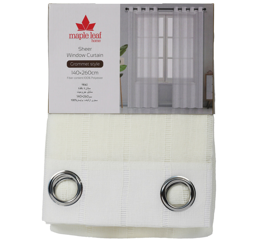 ستارة نافذة شفافة من مابل ليف هوم، مقاس 140 × 260 سم، بيضاء