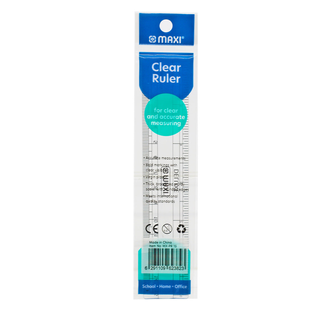 Maxi Clear Plastic Ruler 15cm