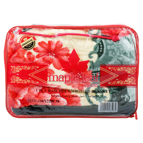 Maple Leaf Home Raschel Blanket Single 1.6kg 1ply Assorted Colors