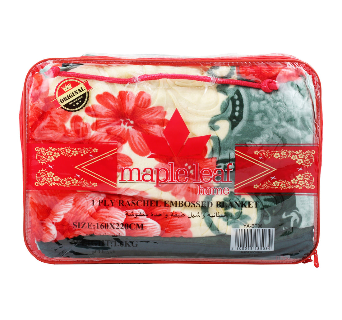 Maple Leaf Home Raschel Blanket Single 1.6kg 1ply Assorted Colors