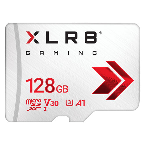 بطاقة ذاكرة PNY XLR8 للألعاب MicroSD فئة 10 U3 V30 سعة 128 جيجابايت لون أبيض P-SDU128V32100XR-GE