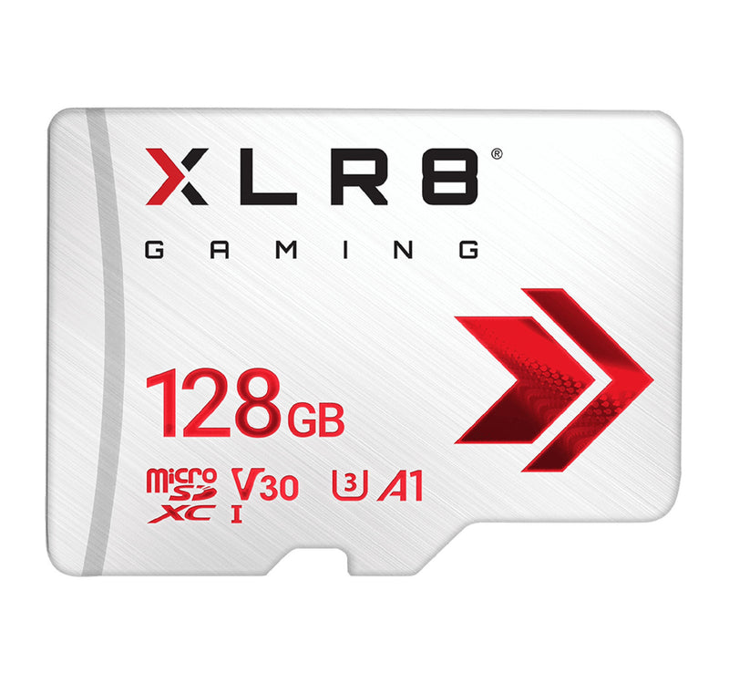 بطاقة ذاكرة PNY XLR8 للألعاب MicroSD فئة 10 U3 V30 سعة 128 جيجابايت لون أبيض P-SDU128V32100XR-GE