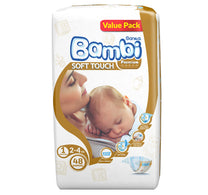 Sanita Bambi Baby Diaper Value Pack Size 1 Newborn 2-4 kg 48 pcs