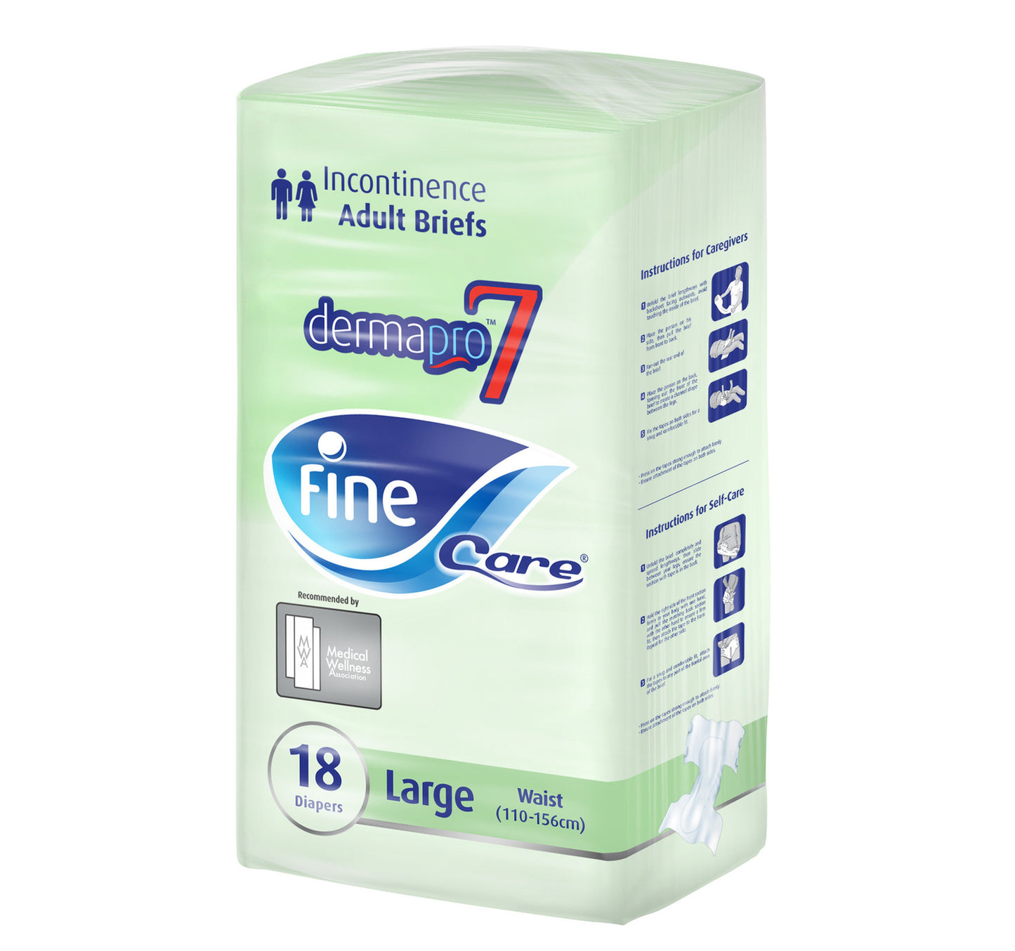 حفاضات فاين كير لسلس البول للبالغين بخصر كبير (110-156 سم) 18 قطعة