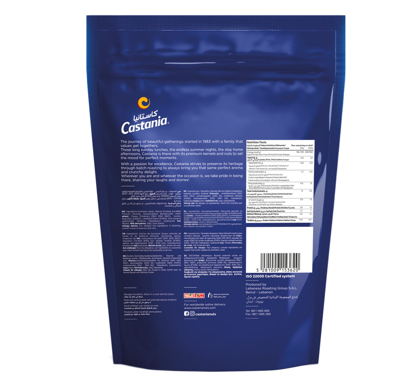 Castania Smoked BBQ Sunflower Seeds 150 g