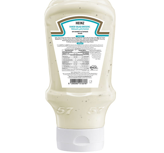 Heinz Original Ranch Salad Dressing Top Down Squeezy Bottle 400 ml