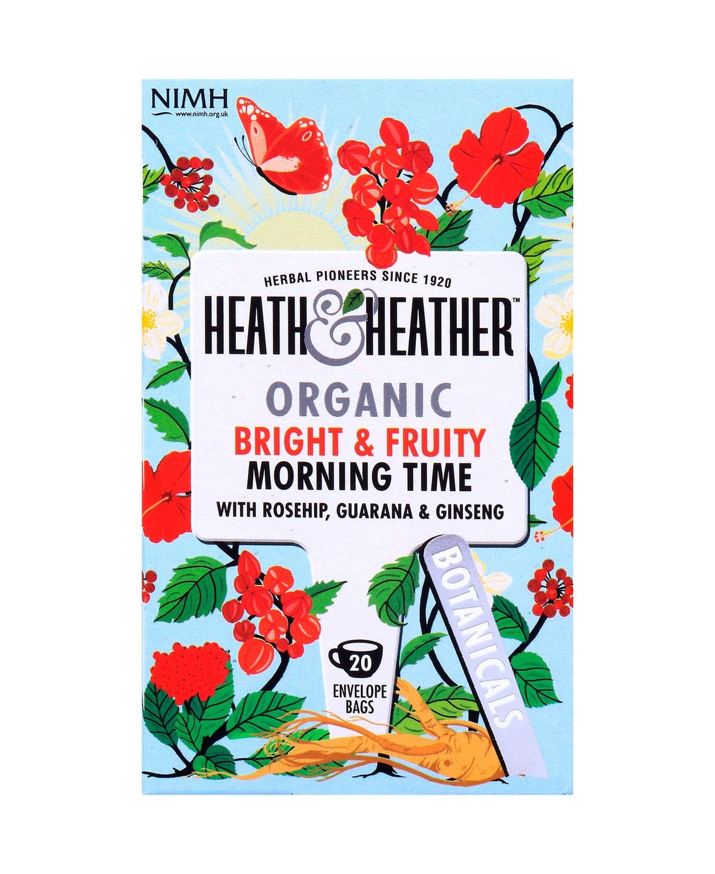 شاي هيث آند هيذر العضوي بنكهة الفواكه المنعشة في الصباح، 20 قطعة