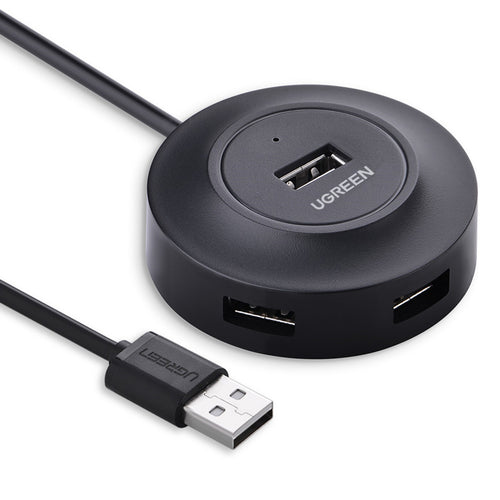 موزع يوجرين USB 2.0 بأربعة منافذ، 1 متر، أسود، 20277