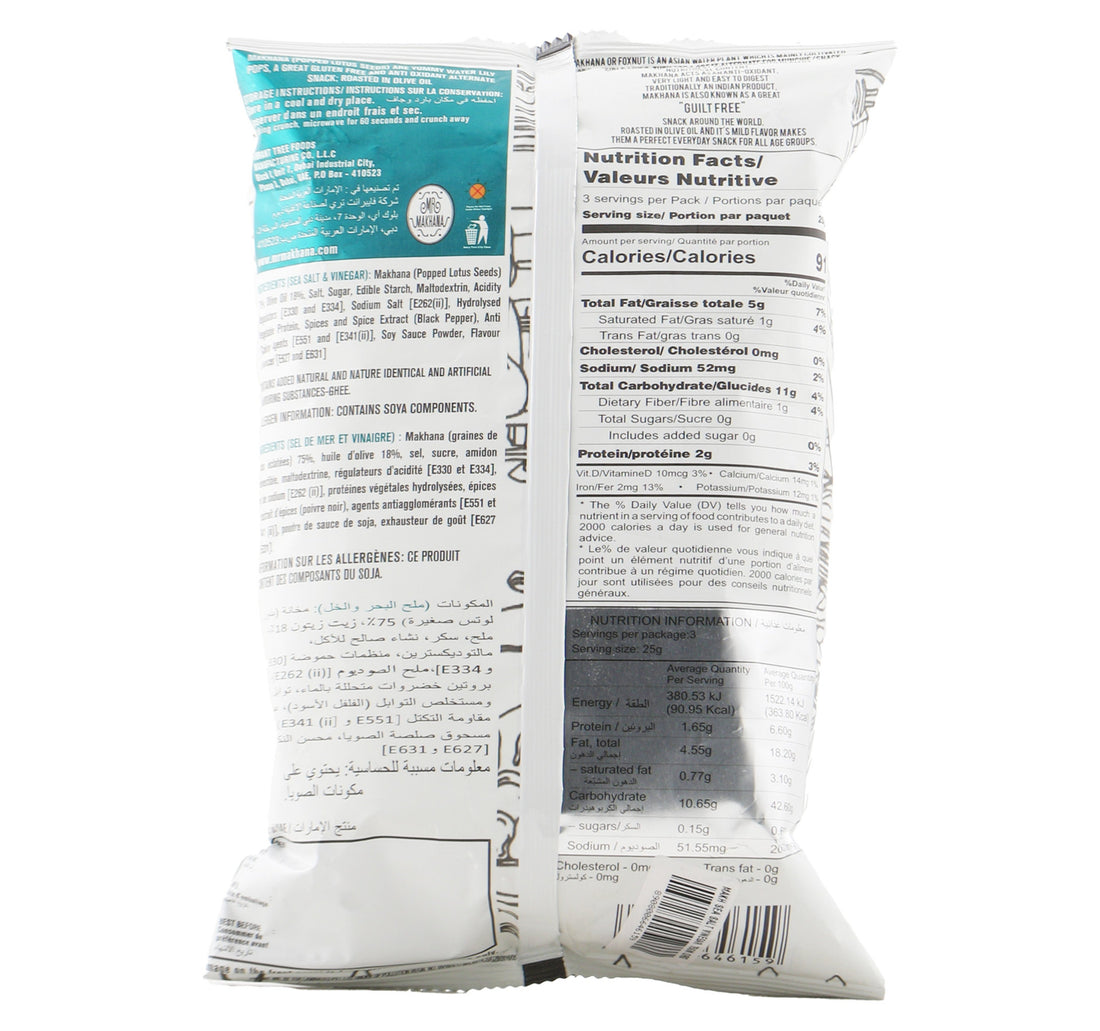 Mr Makhana Popped Lotus Seeds Sea Salt & Vinegar 75 g